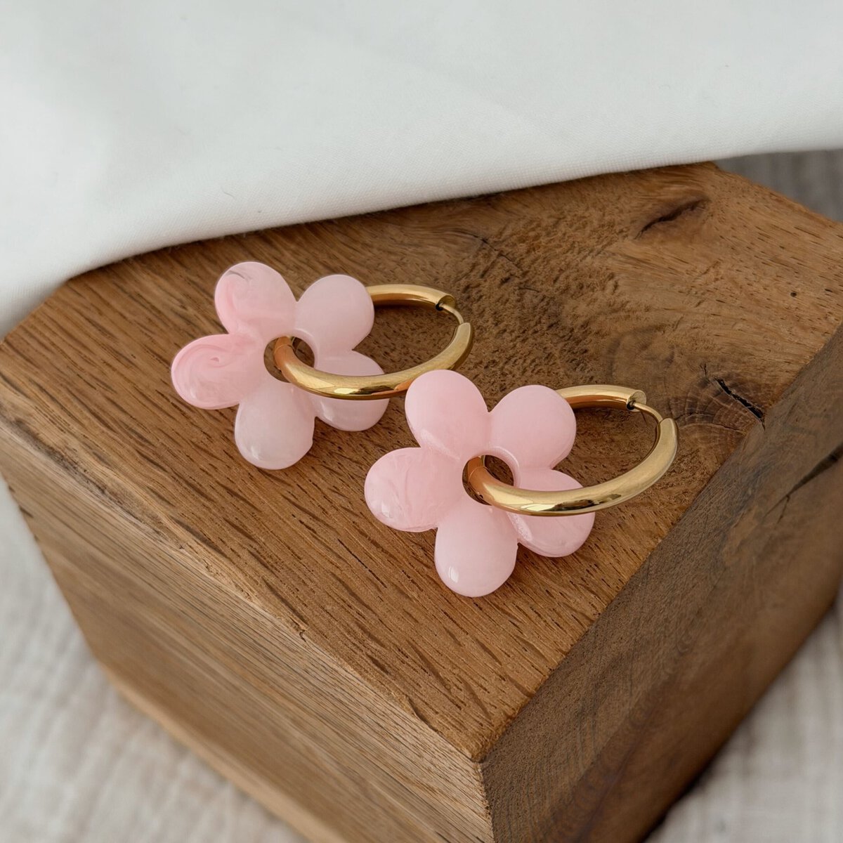 Boucles D’Oreilles Cléo - Doré - Rose
