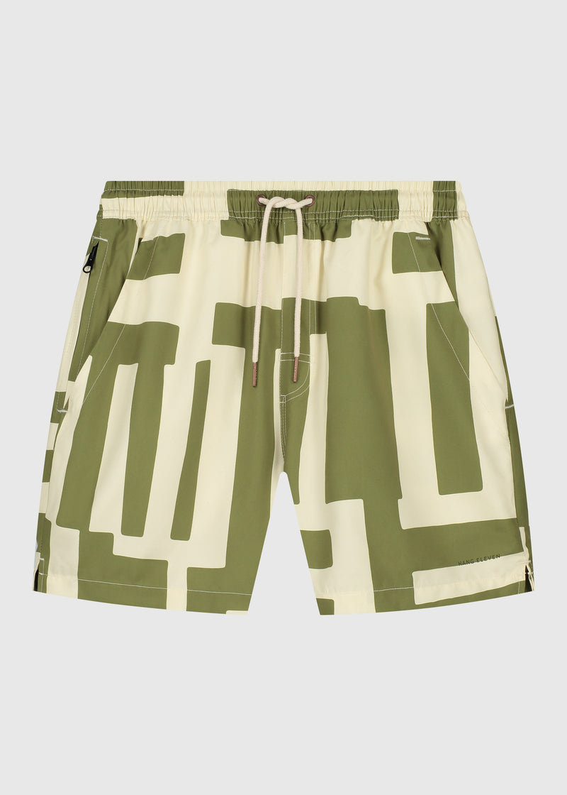 Shorts de baño a rayas - Verde