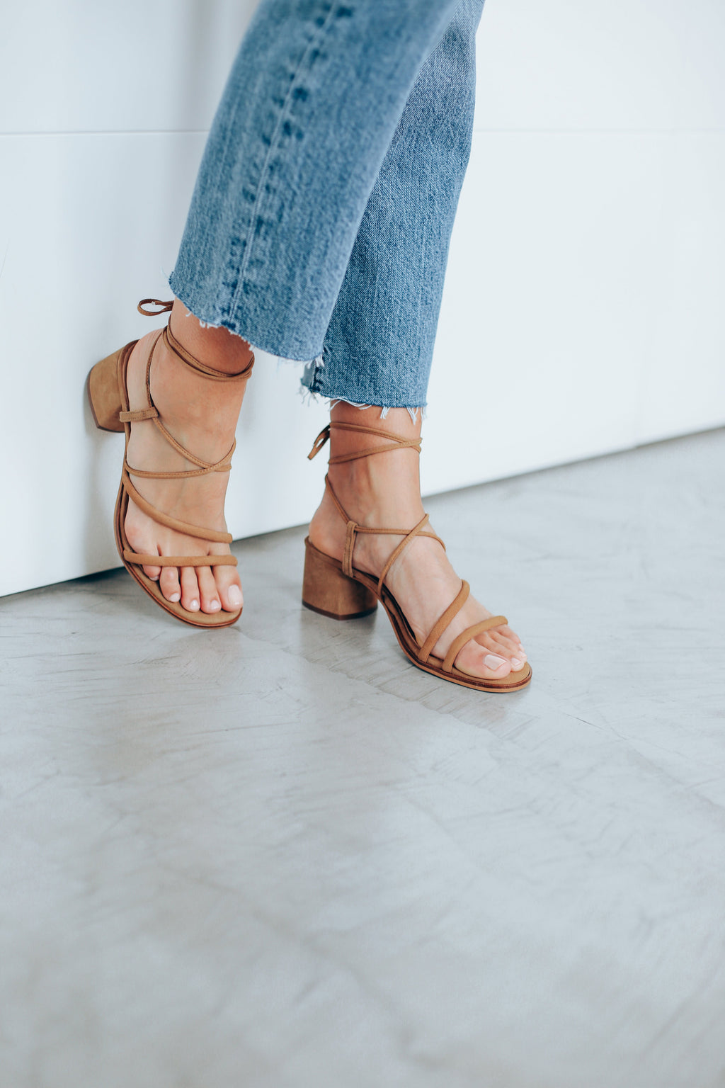 Sandalias De Tacón Grecia - Camel