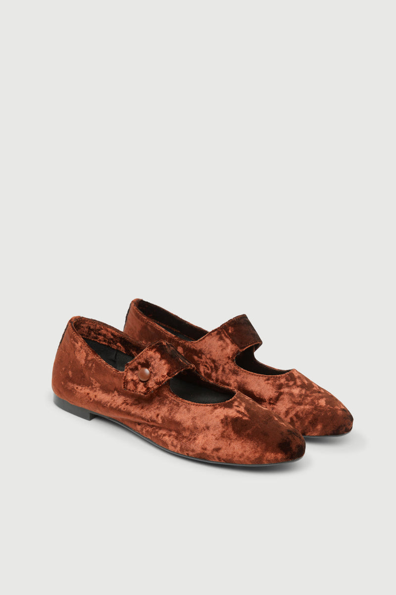 Mary Janes Greta - Velours Chocolat