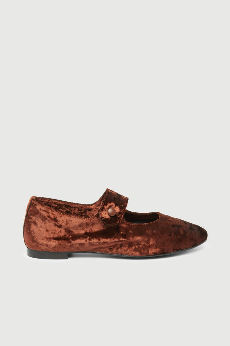 Mary Janes Greta - Velours Chocolat