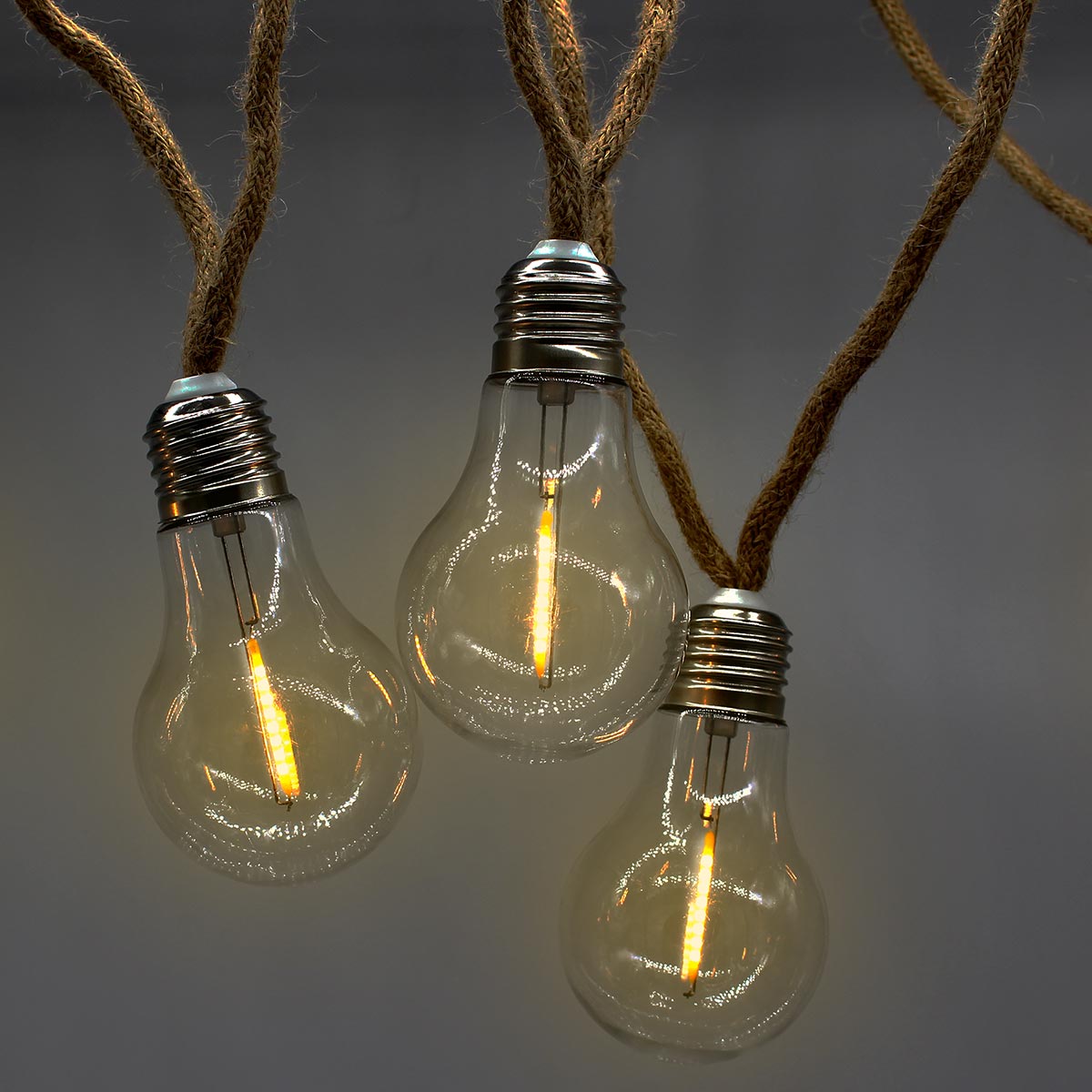 Guirnalda luminosa exterior en cuerda 10 bombillas de filamento transparentes LED blanco cálido FANTASY CORD 7.70m - REDDECO.com