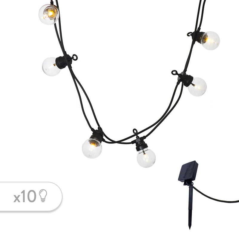 Solar light garland 10 transparent warm white LED globes PARTY CLEAR SOLAR 5.90m 8 modes - REDDECO.com