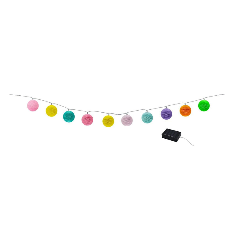Guirnalda de luces solares bolas de algodón 10 bombillas LED blanco cálido MIMY COLORS SOLAR 3,80m - REDDECO.com