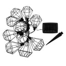 Guirnalda de luces solares jaula de diamante de acero 10 bombillas LED redondas blanco cálido MILY 3,90m - REDDECO.com