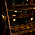 Solar light string steel diamond cage 10 round warm white LED bulbs MILY 3.90m - REDDECO.com