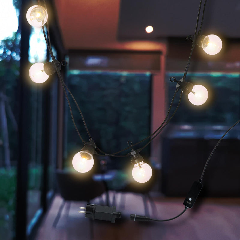 Guirnalda luminosa 20 bombillas LED transparente blanco cálido PARTY CLEAR 20 L8,70m - REDDECO.com