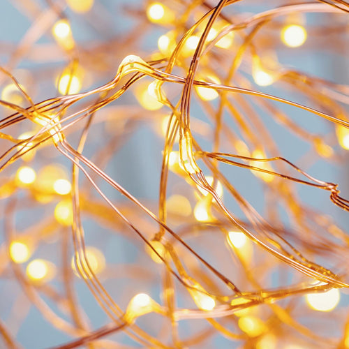 Copper solar light string 100 micro LED warm white SKINNY SOLAR 11.90m 8 modes - REDDECO.com