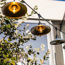 Guirnalda de luz exterior con tulipa de acero estilo industrial 10 bombillas de filamento casquillo E27 LED blanco cálido BOWL GALVA LIGHT 6m - REDDECO.com