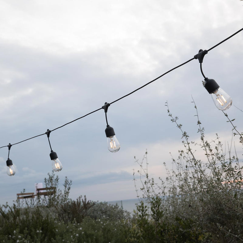 Guirlande lumineuse solaire 10 ampoules à filament vintage LED blanc chaud MAFY SOLAR 6.50m - REDDECO.com