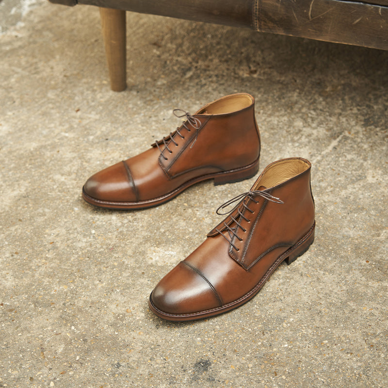 Desert Boots L'Homme Difficile Cuir Cognac Patiné