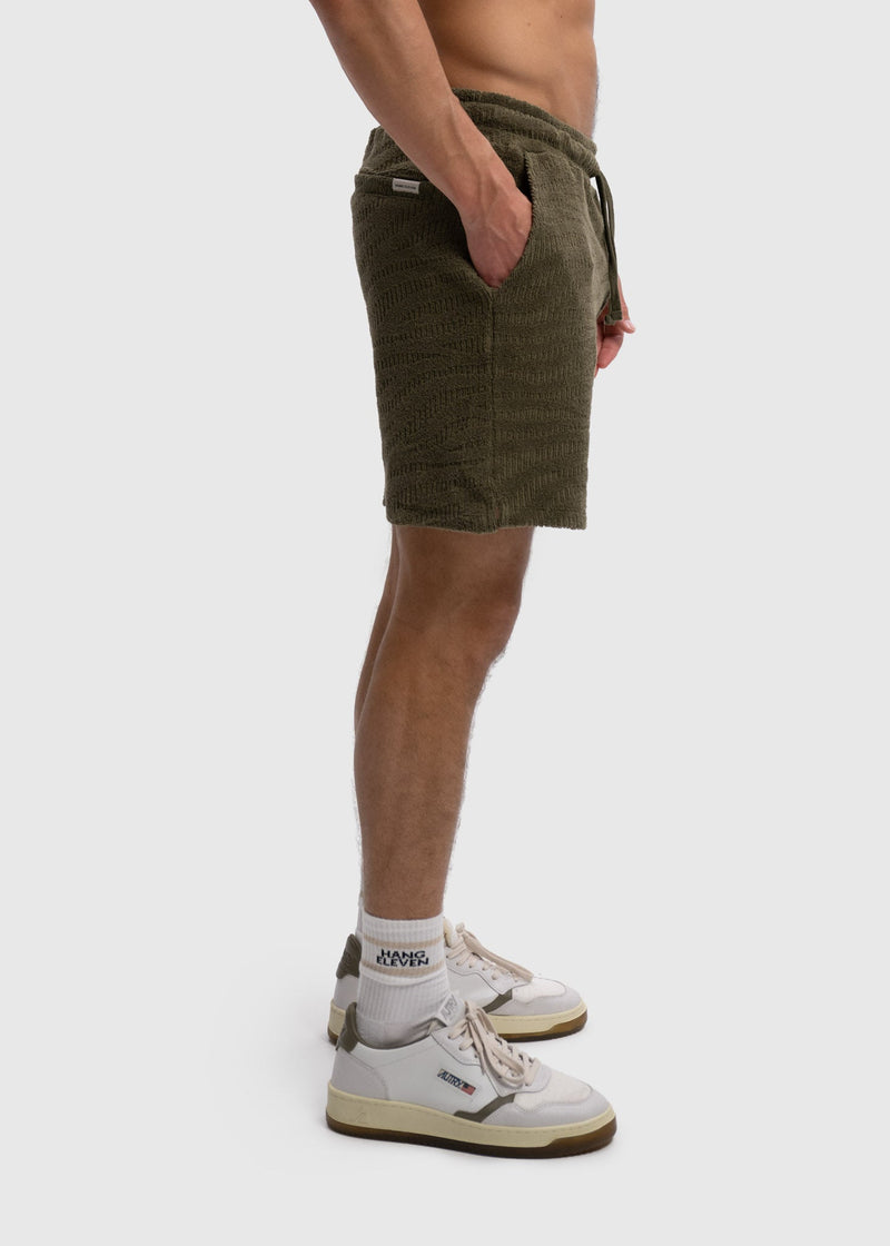Terry Jacquard Shorts - Olive Green