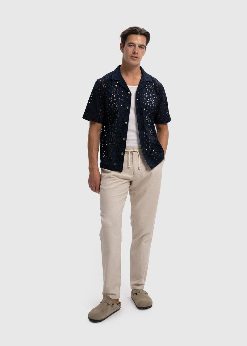 Chemise Flower Crochet - Navy