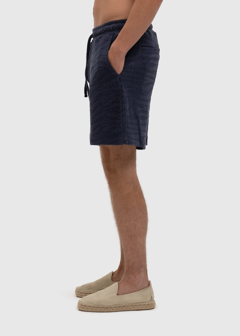 Terry Jacquard Shorts - Navy Blue