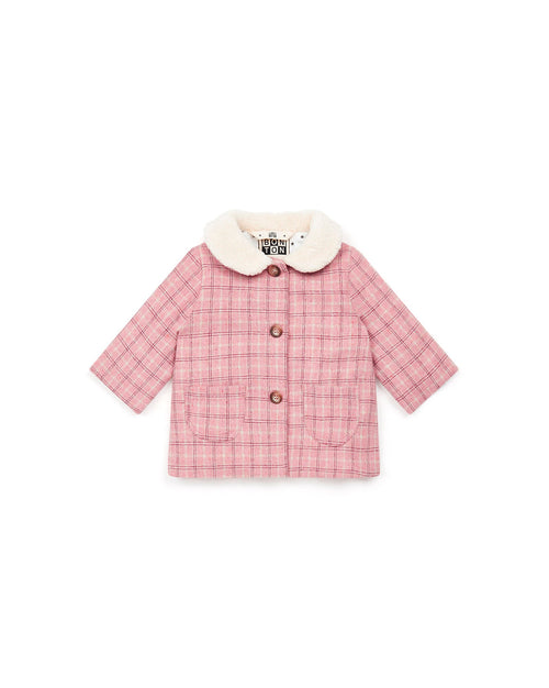 Manteau Bébé Polaire Fausse Fourrure Carreaux