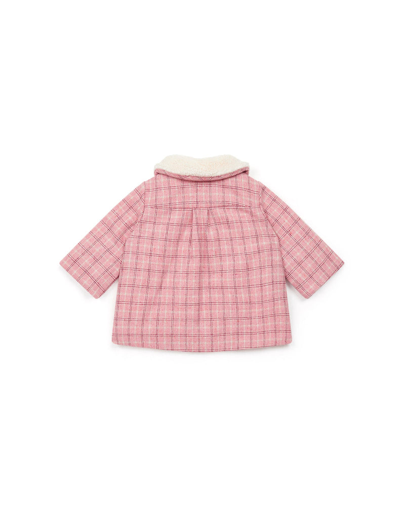 Manteau Bébé Polaire Fausse Fourrure Carreaux