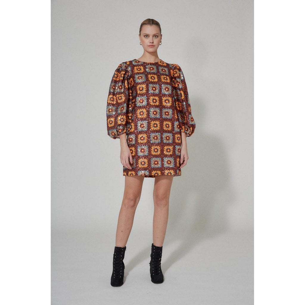 Robe Crochet Paillette - Choco