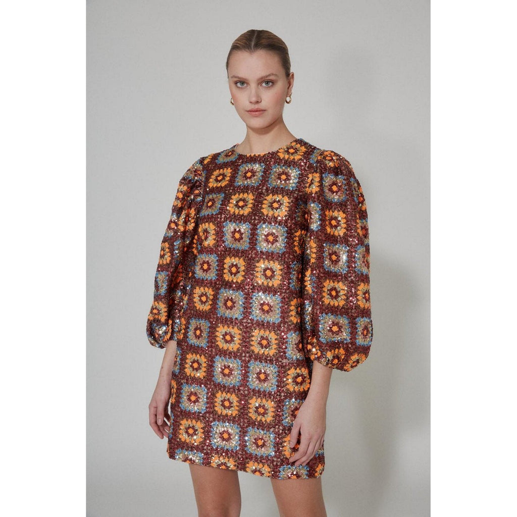 Robe Crochet Paillette - Choco