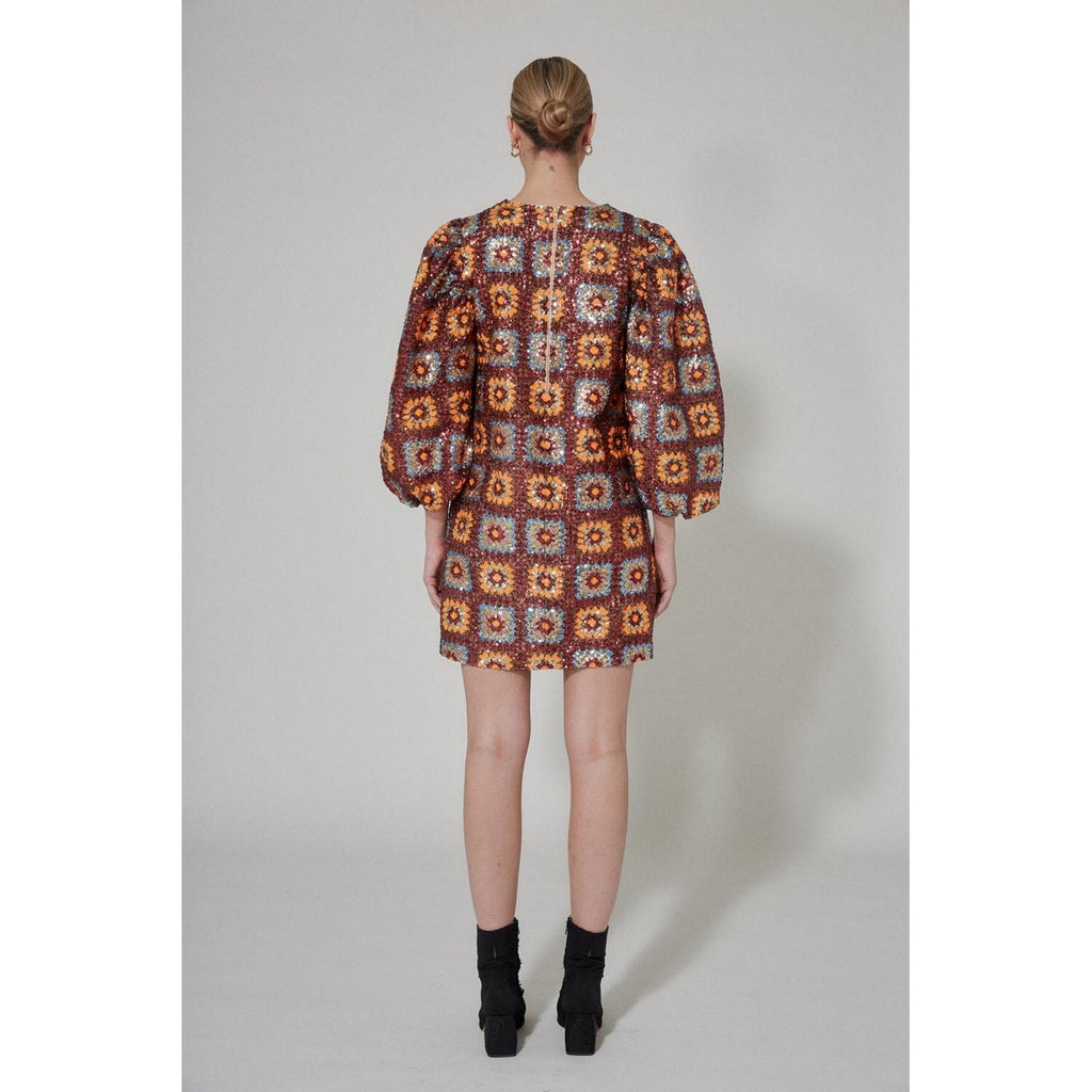 Robe Crochet Paillette - Choco