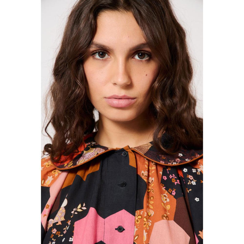 Robe Longue Patchwork Médiéval - Marron