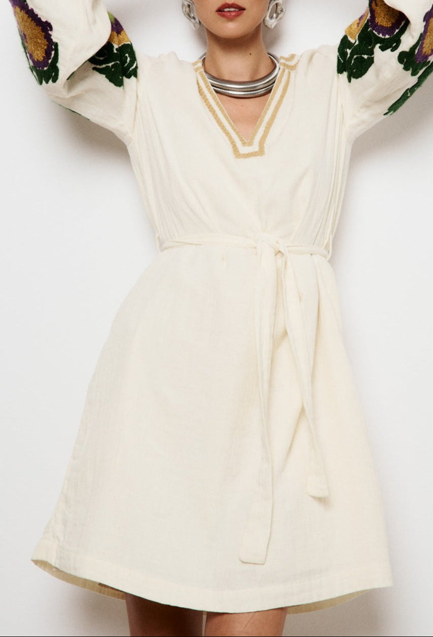 Namie Short Dress - Ecru