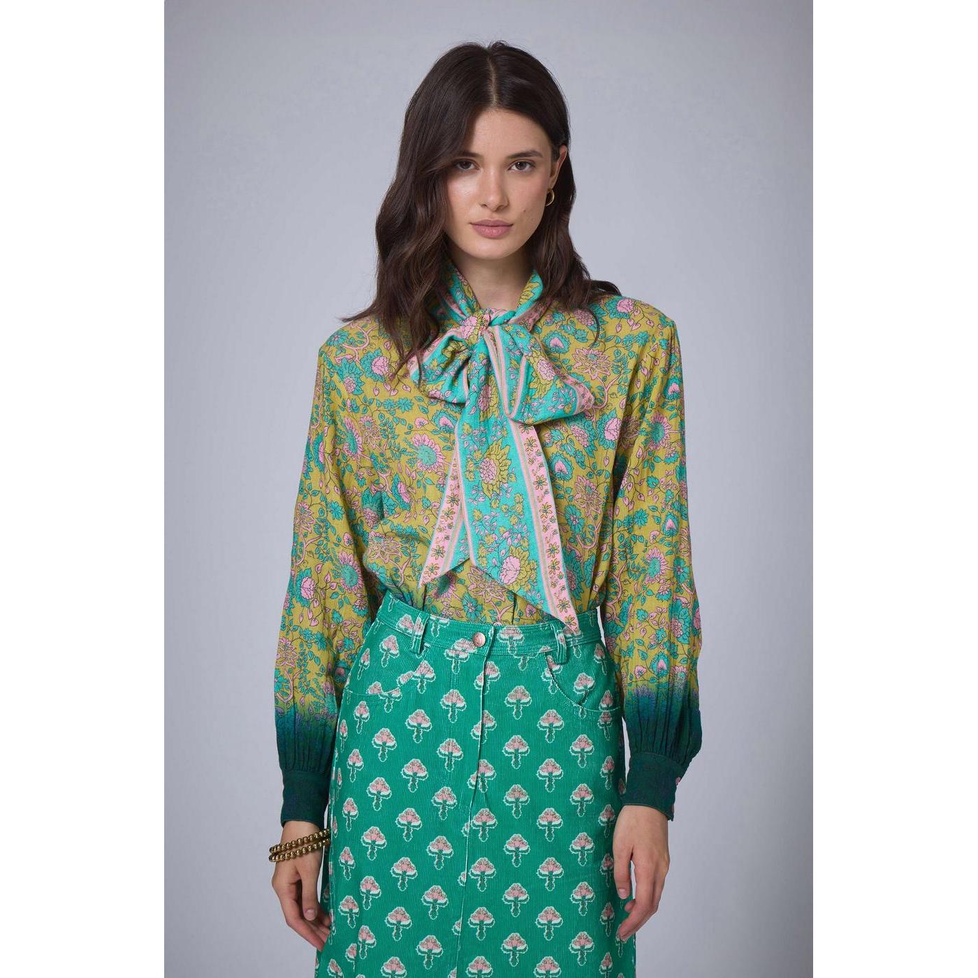 Bohemian Hindi Shirt - Khaki
