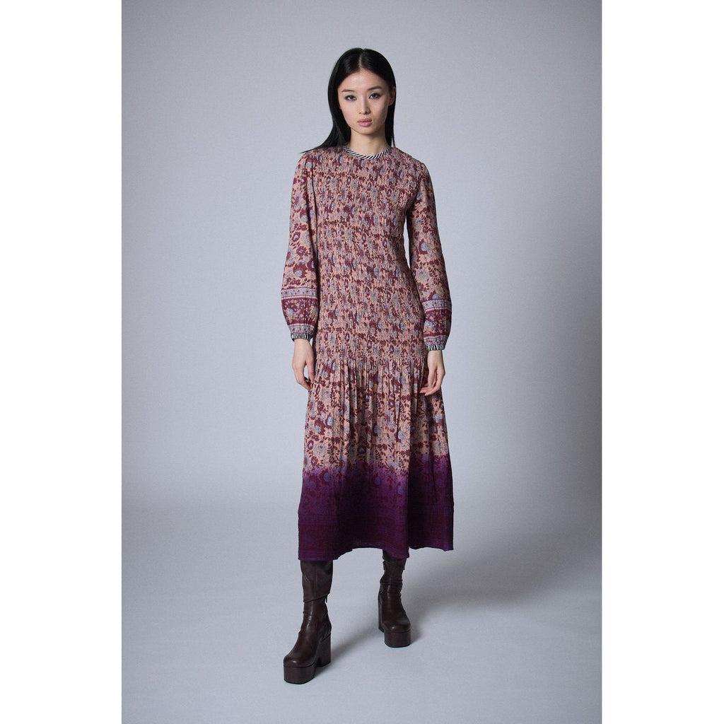 Robe À Smocks Bohemian Hindi - Camel