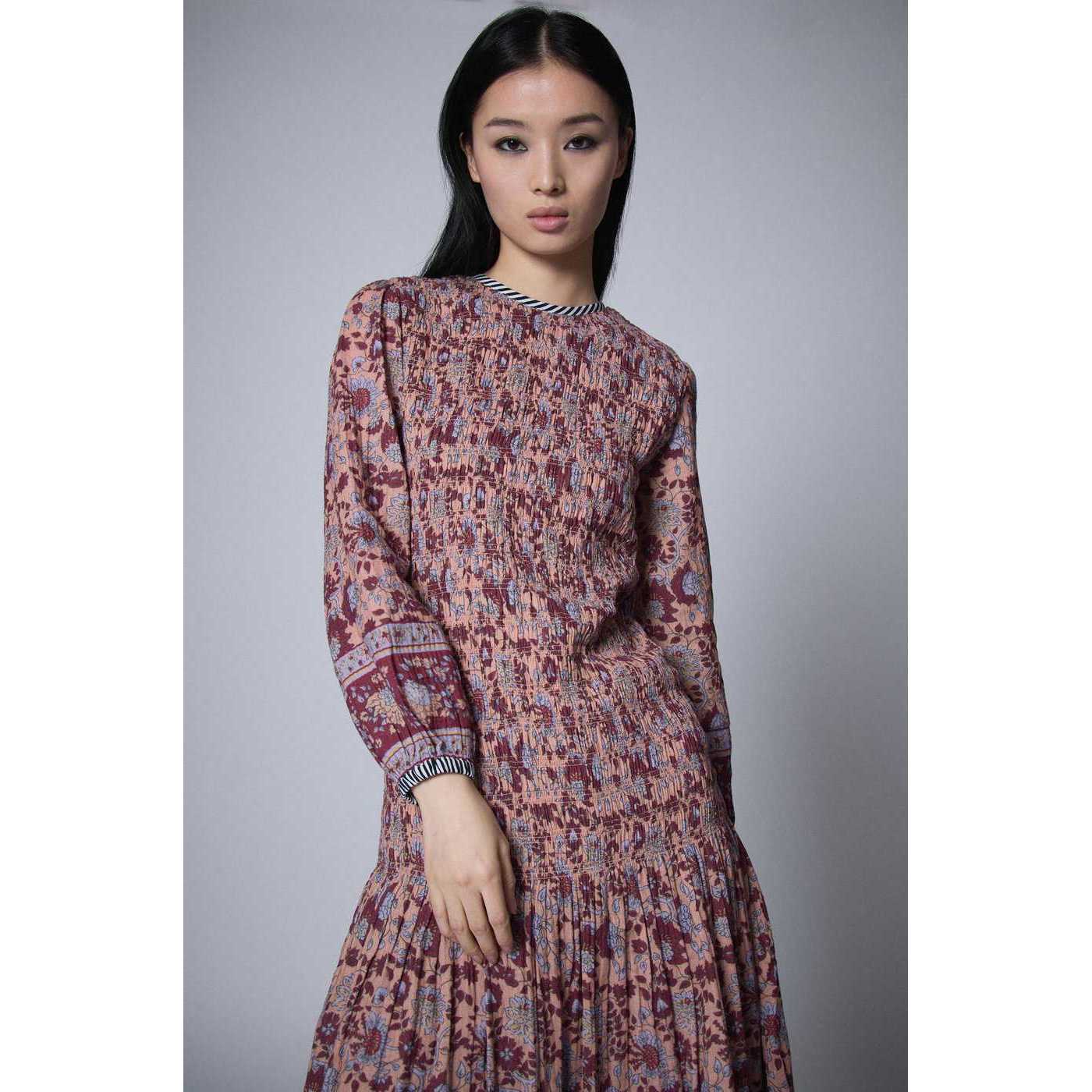 Robe À Smocks Bohemian Hindi - Camel