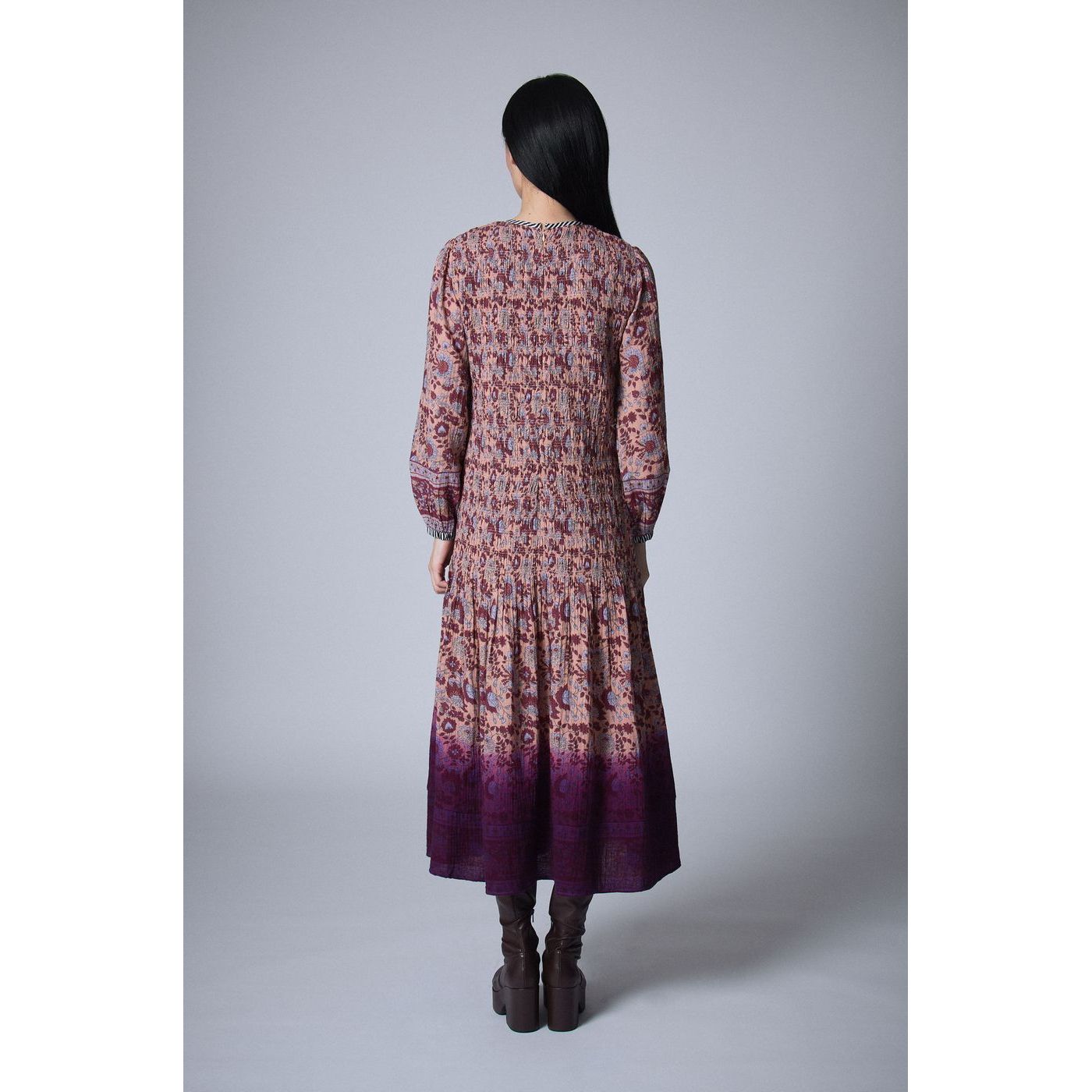 Robe À Smocks Bohemian Hindi - Camel