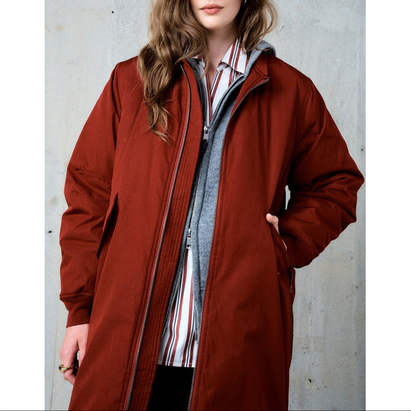 Isia Long Parka - Burgundy