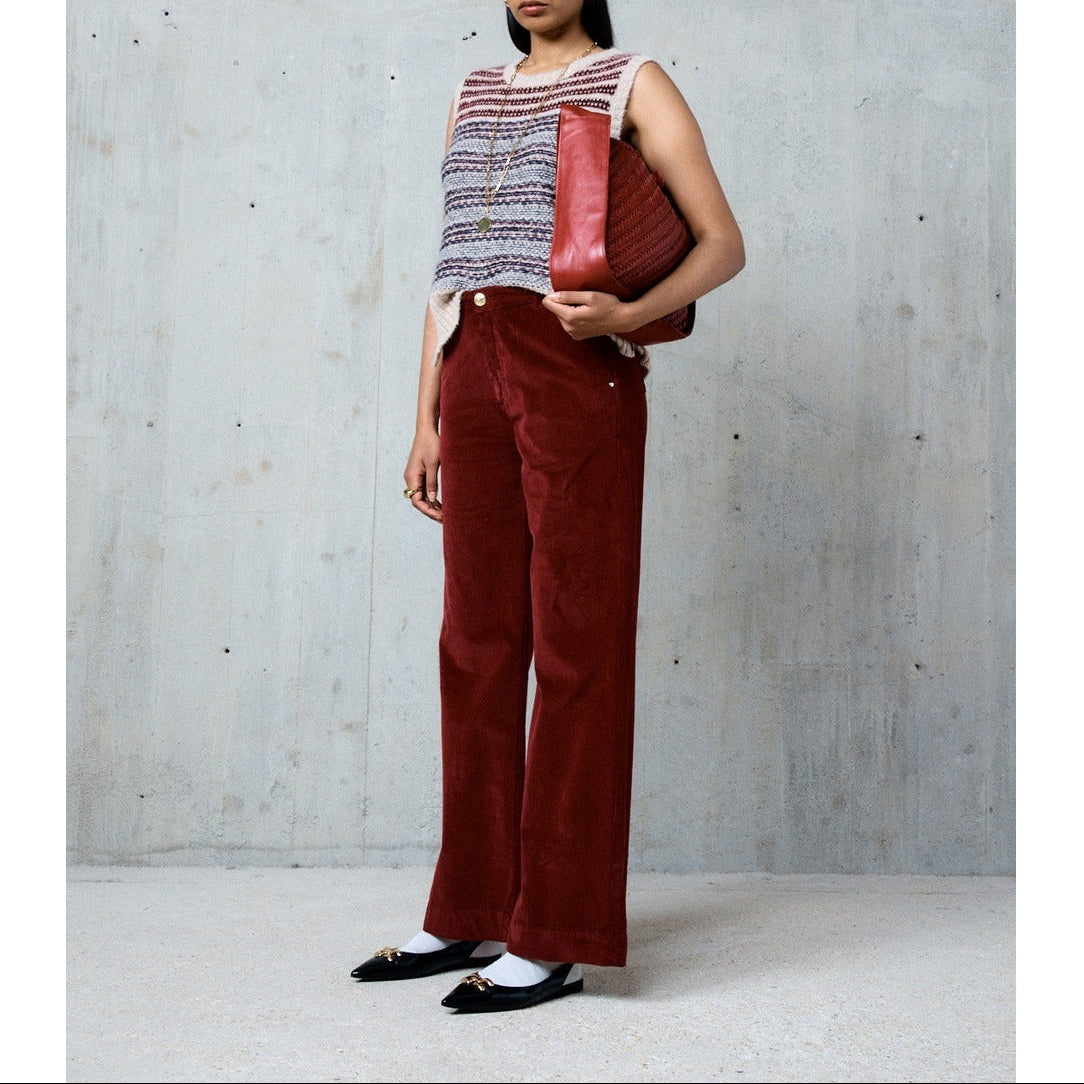 Cot Vanes Velvet Trousers - Burgundy