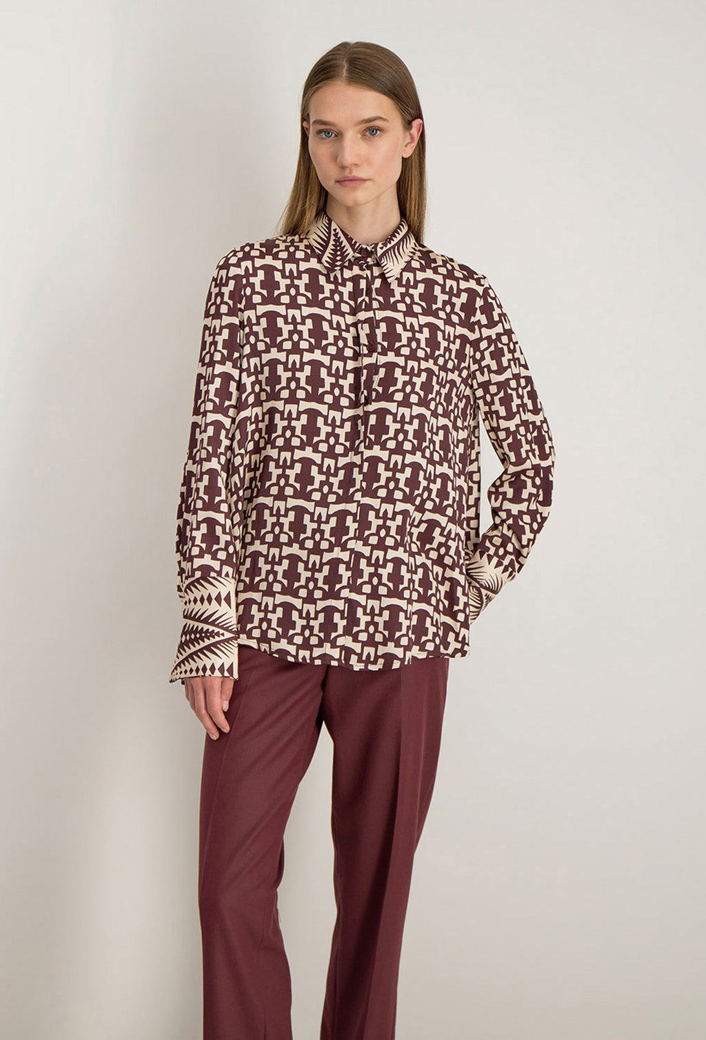 Azel Long-Sleeved Shirt - Burgundy