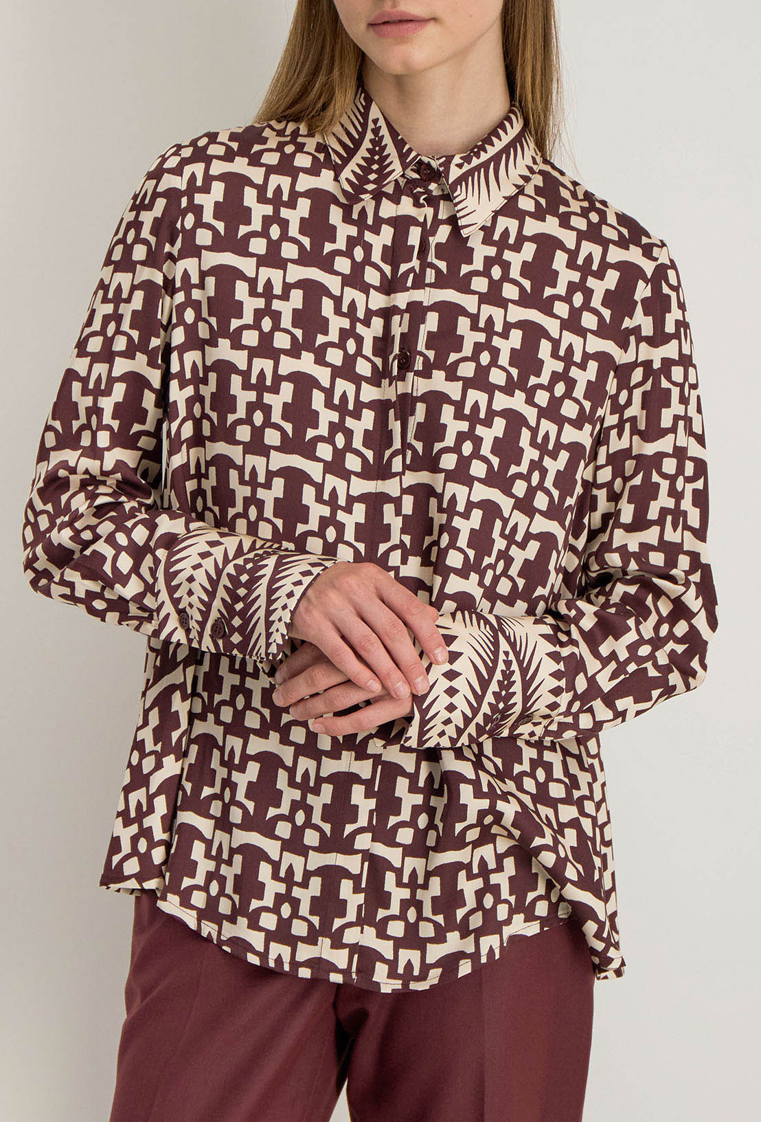 Azel Long-Sleeved Shirt - Burgundy