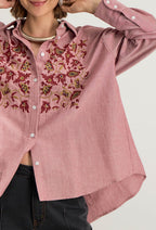 Zynae Long-Sleeved Oversized Shirt - Burgundy