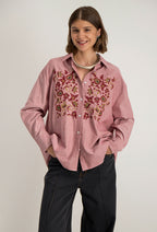 Zynae Long-Sleeved Oversized Shirt - Burgundy