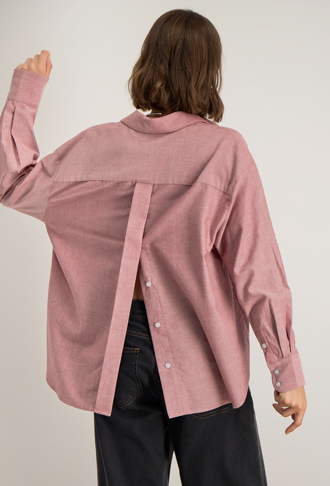 Zynae Long-Sleeved Oversized Shirt - Burgundy