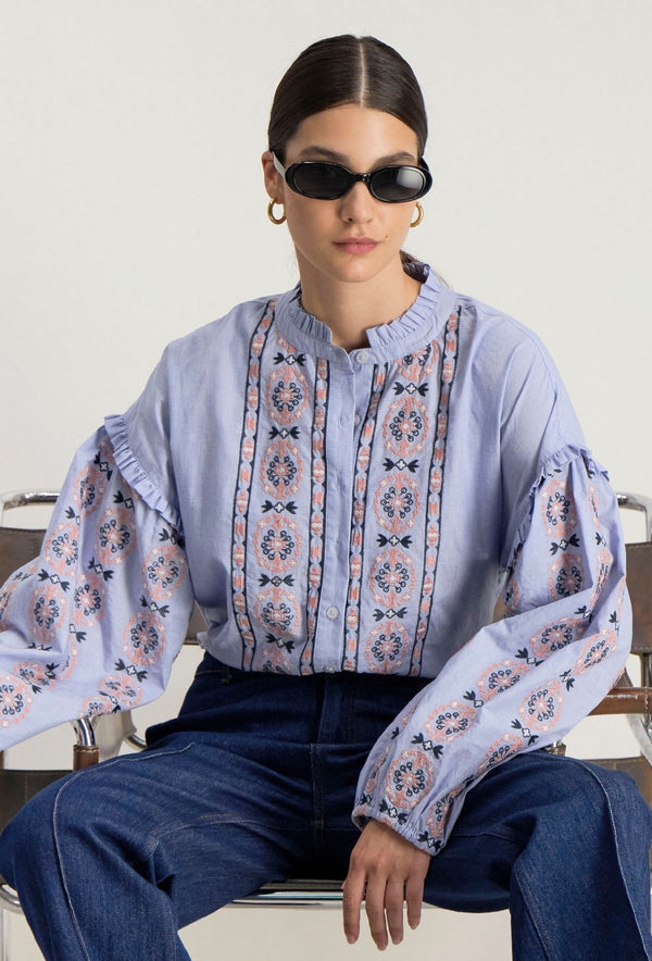 Chemise Brodee Ml Isely - Bleu Clair