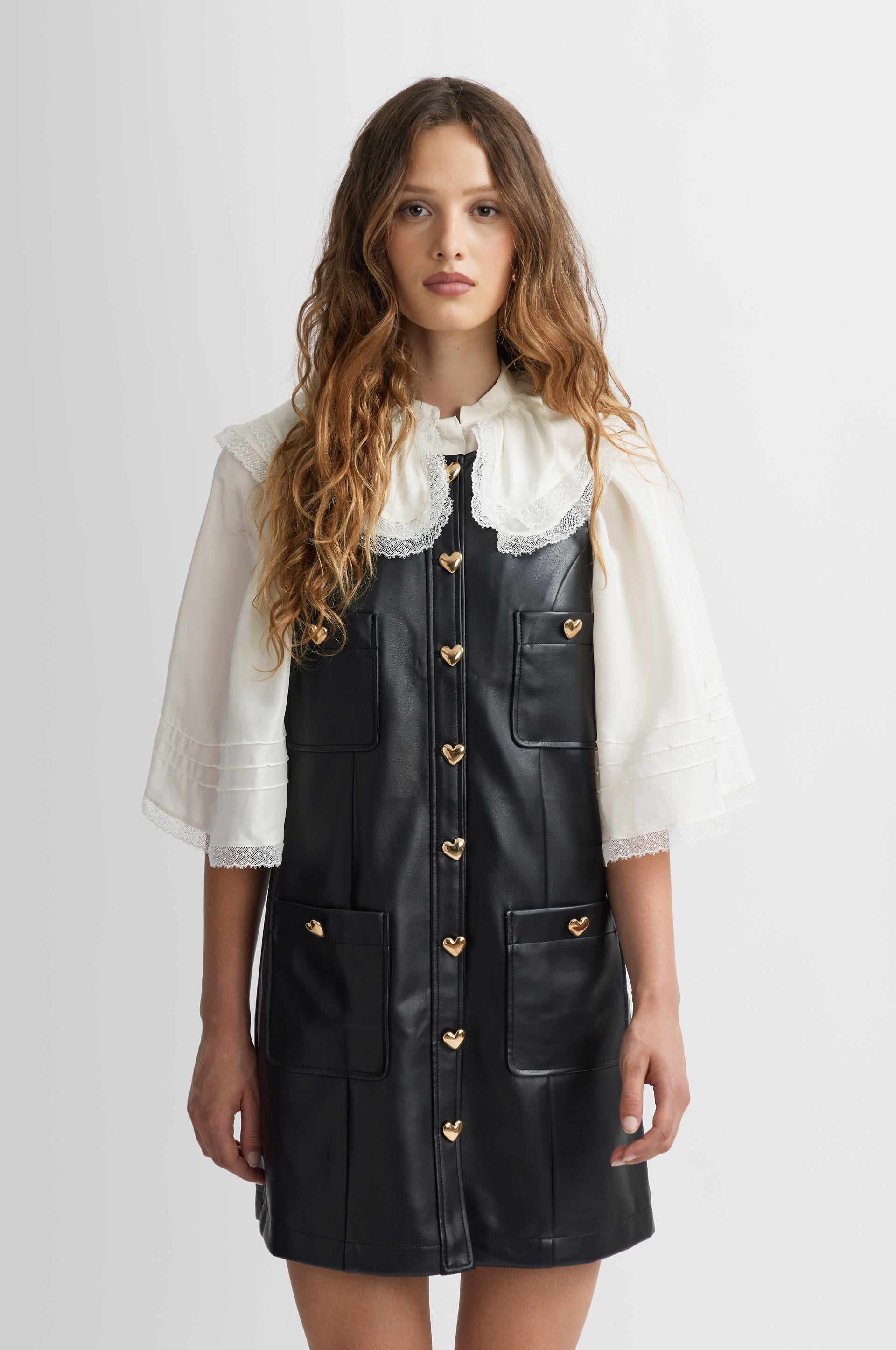 Faux Leather Dress - Black
