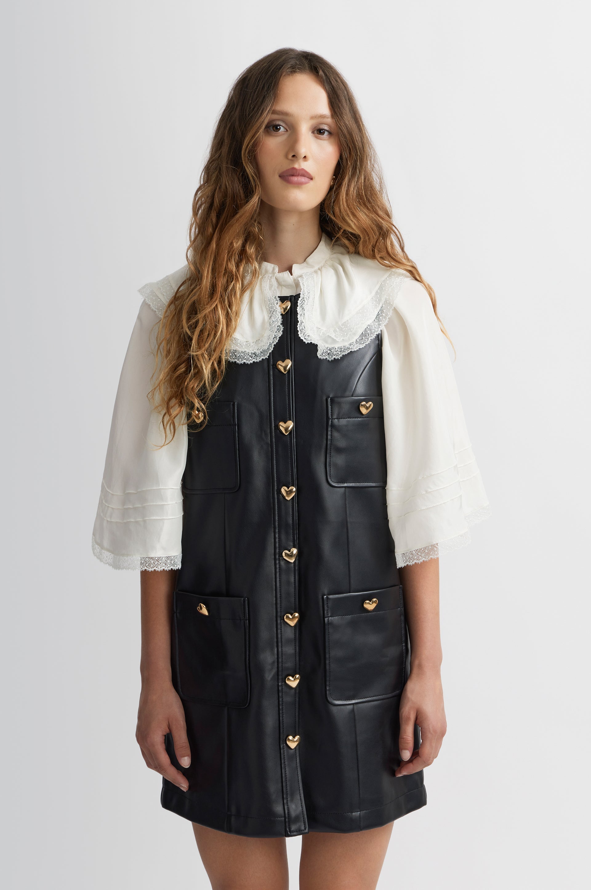 Faux Leather Dress - Black