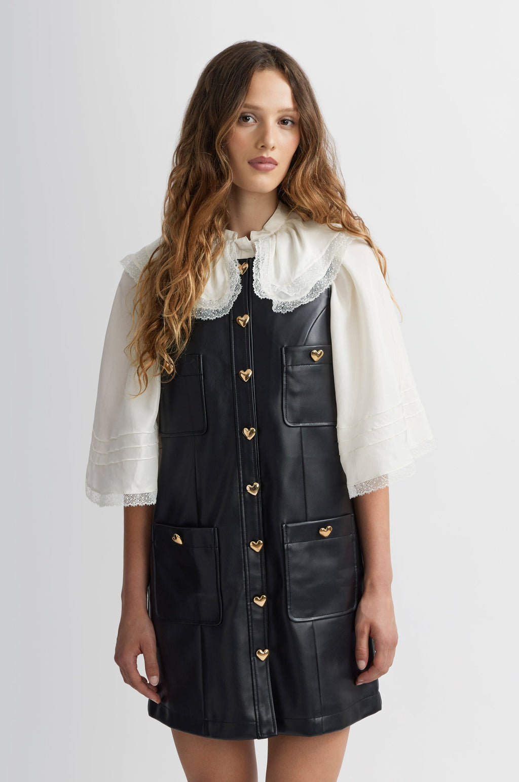 Faux Leather Dress - Black