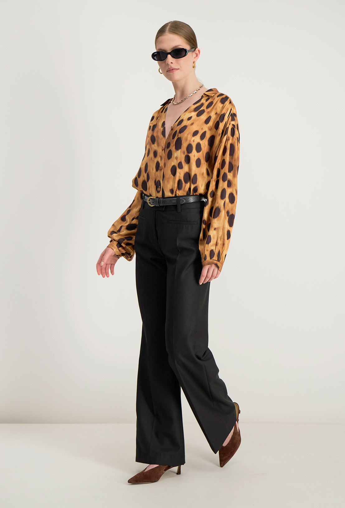 Flared broek Raina - Zwart