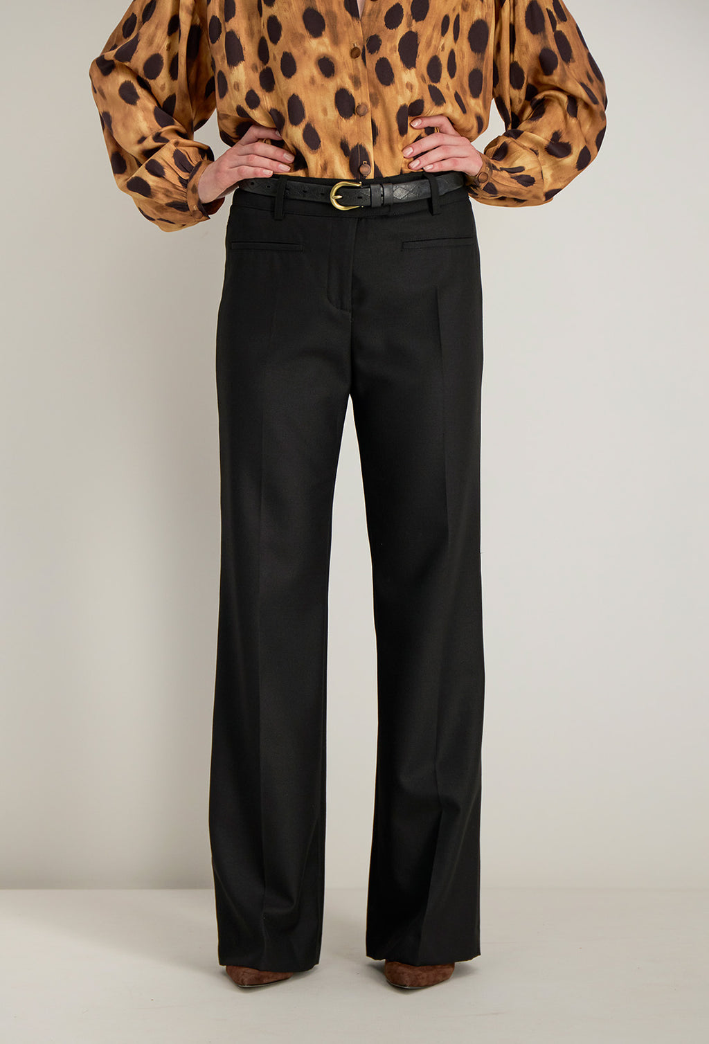 Flared broek Raina - Zwart
