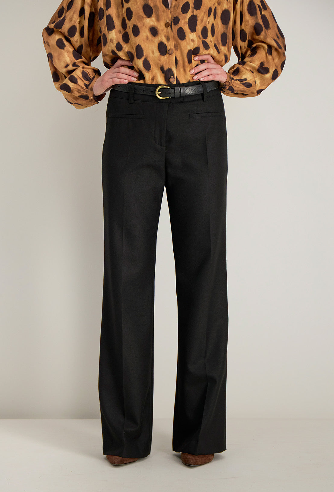 Flared broek Raina - Zwart