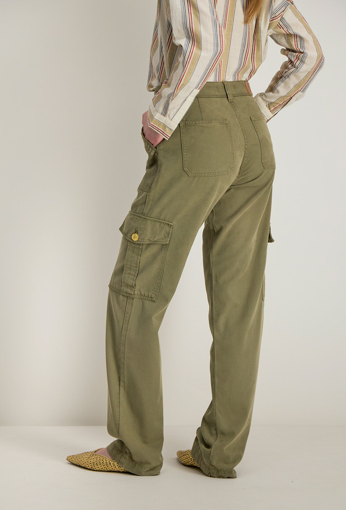 Ayna Embroidered Trousers - Khaki