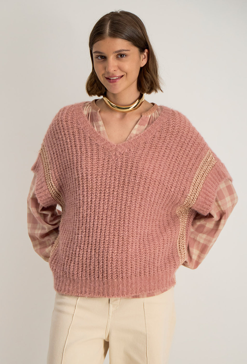 Pull Lurex V Nexa - Rose
