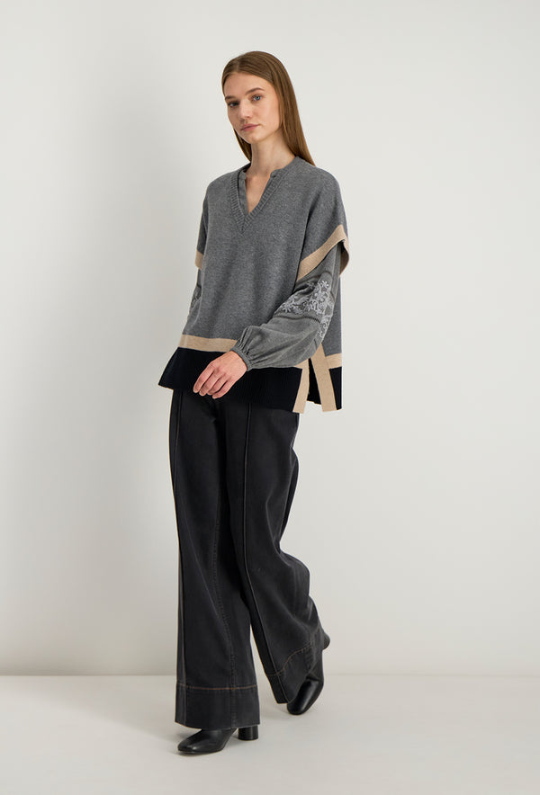 Maglione Colorblock Vesper - Grigio