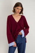 Sweter w serek Lita - Bordowy