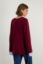 Sweter w serek Lita - Bordowy