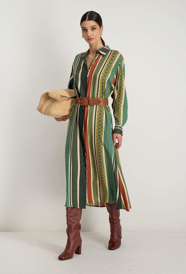 Abito a Camicia Lungo Neria - Multicolore