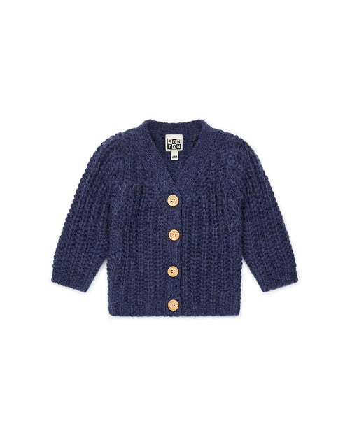 Cardigan Uni En Laine Mélangée Bébé